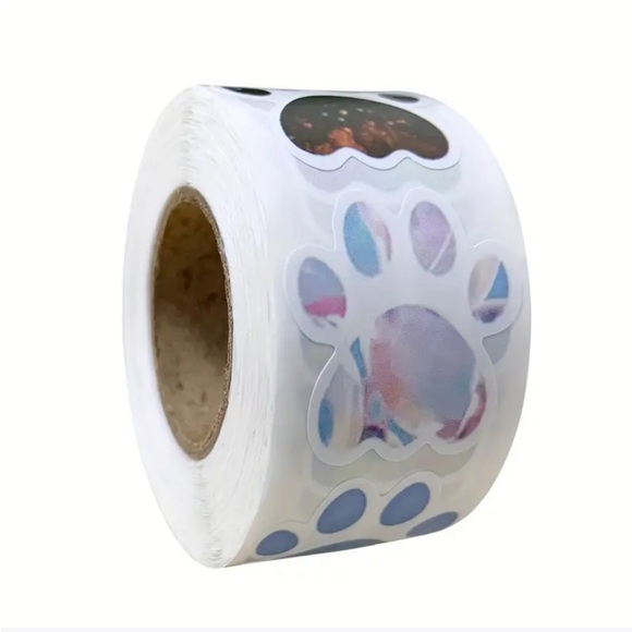Roll of 500 Paw Print Self-Adhesive Shaped Paper Stickers - Picture 2 of 6